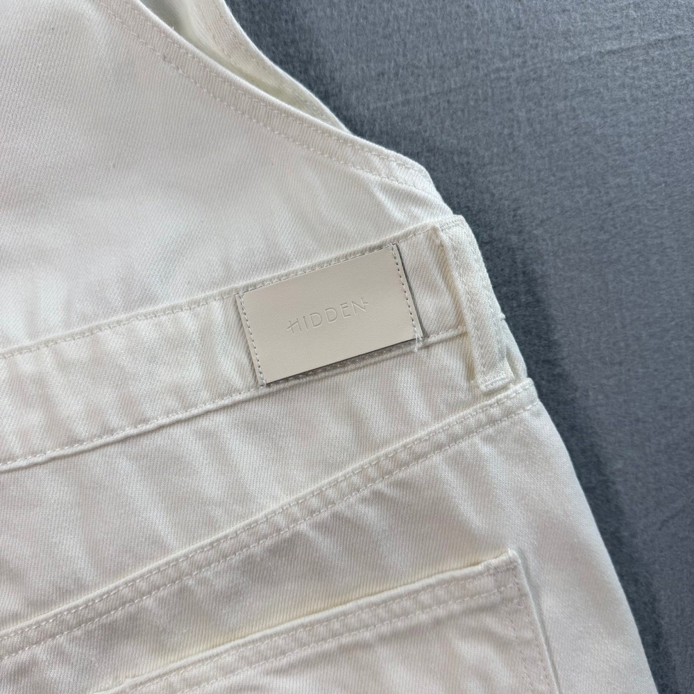 White Summer Distressed Denim Overalls Womens XS Boho Casual Coastal Clean Girl - Picture 10 of 13